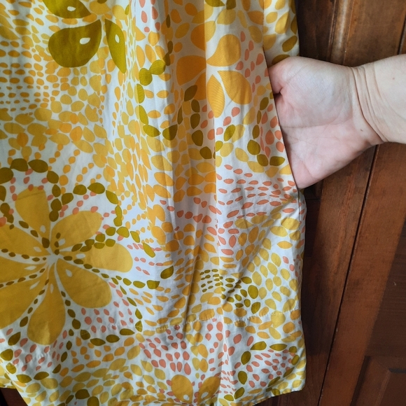 J. Crew 100% Cotton Golden Yellow Floral Sleeveless Tank Mini Dress 93618 Size 6 - Picture 6 of 12